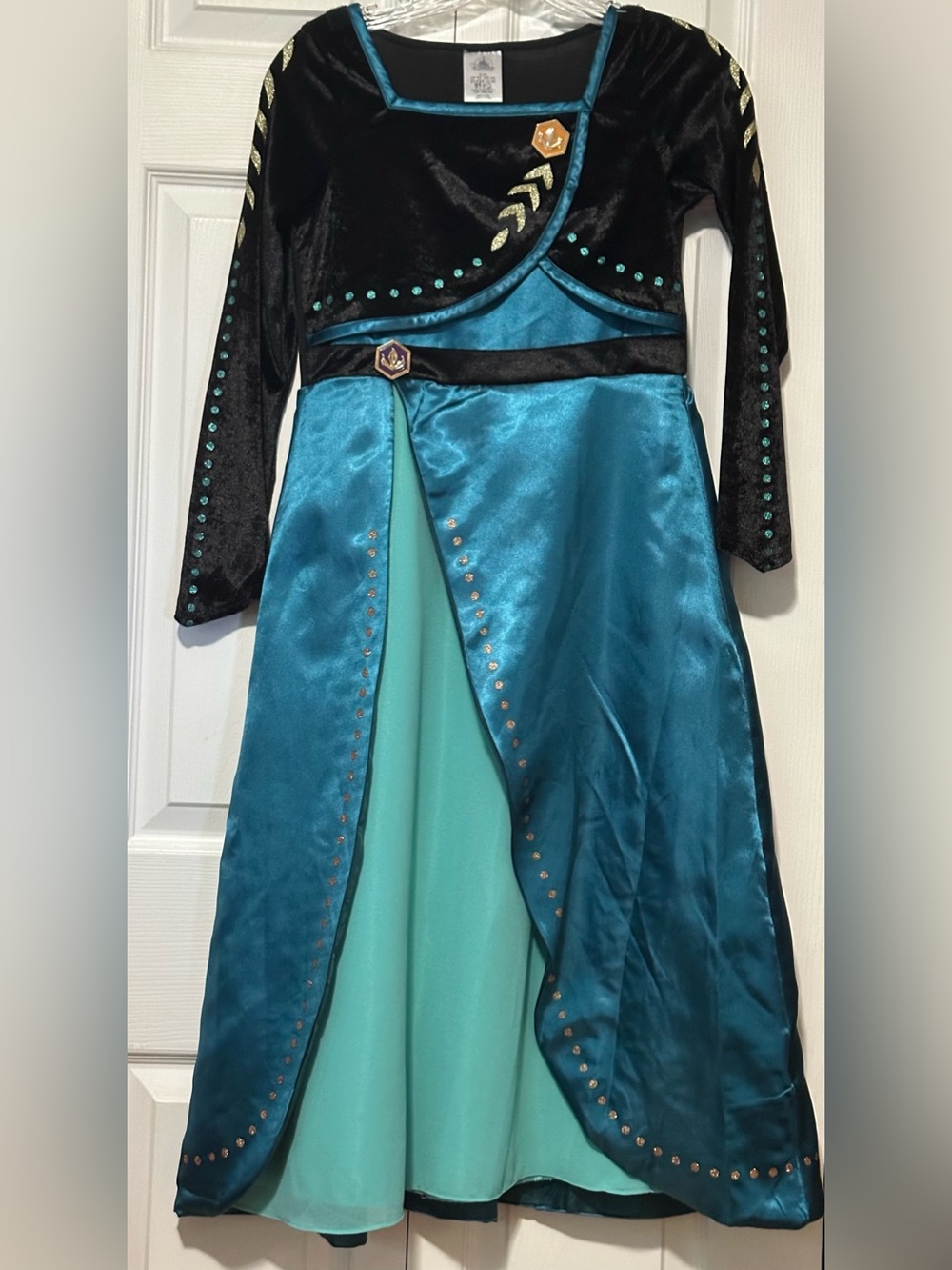 DISNEY Store Blue Satin Black Velvet & Gold Frozen 2 Anna Play Costume Sz 9-10